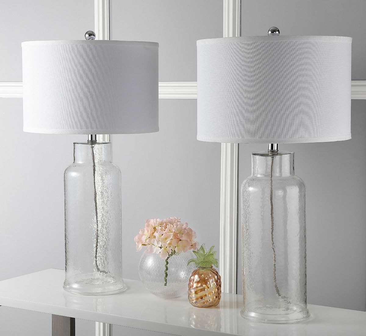  Safavieh Bottle Glass Lamp Set of 2 - White - Bonton