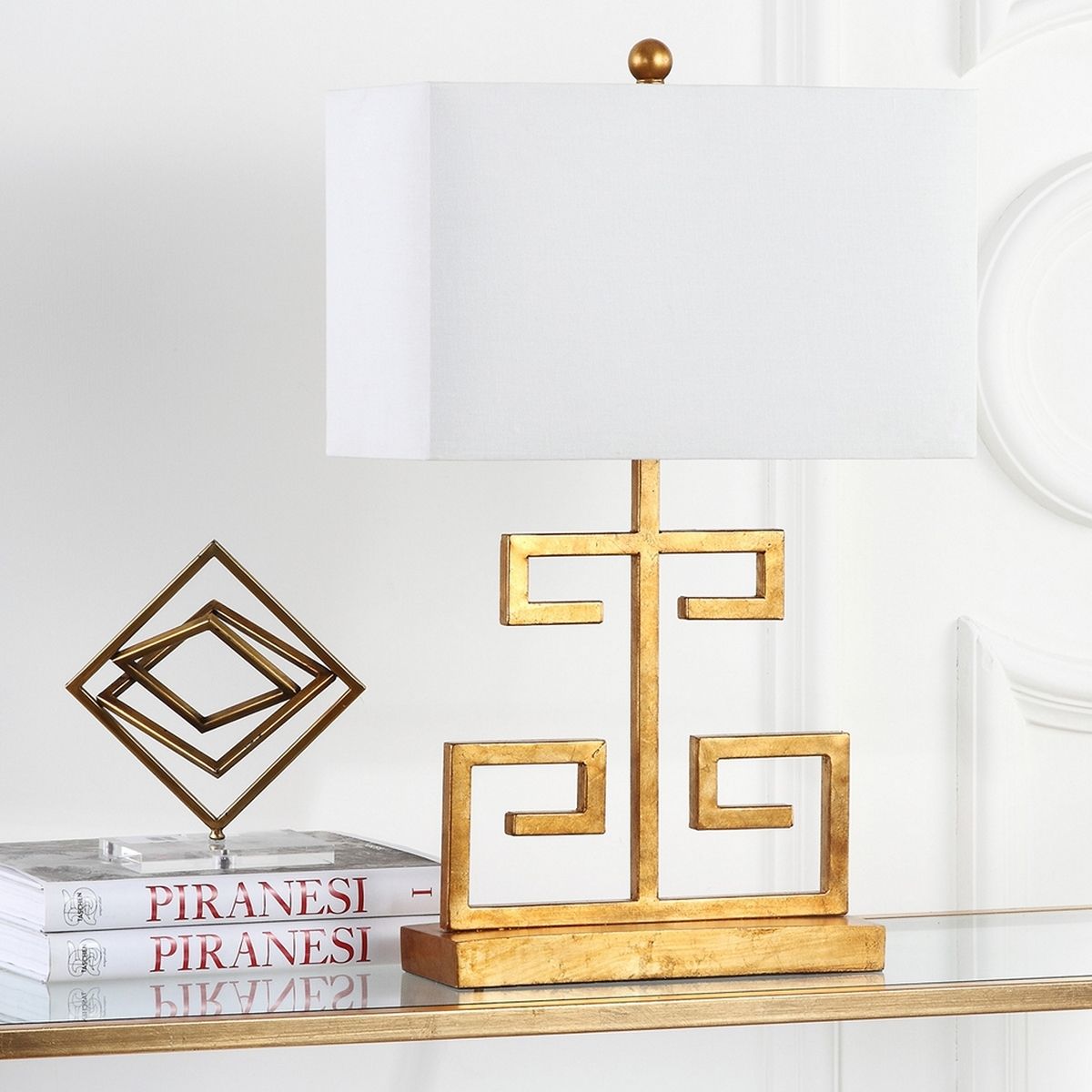  Safavieh Greek Key Table Lamp Set of 2 - Gold - Bonton