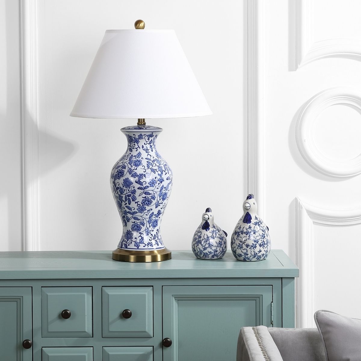  Safavieh Beijing Floral Urn Table Lamp Set of 2 - Blue - Bonton