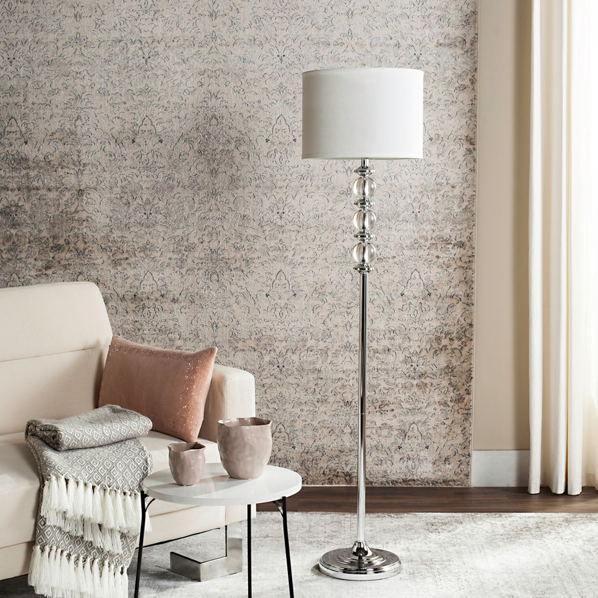  Safavieh Riga Floor Lamp - Silver - Bonton