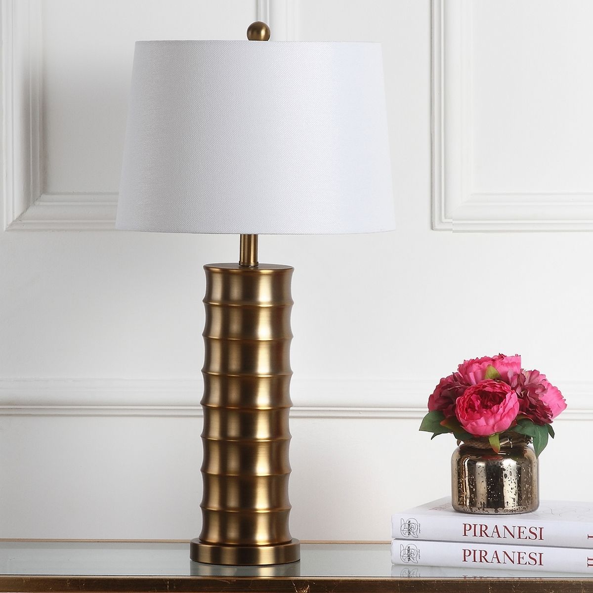  Safavieh Linus Brass Column Lamp Set of 2 - Brown - Bonton