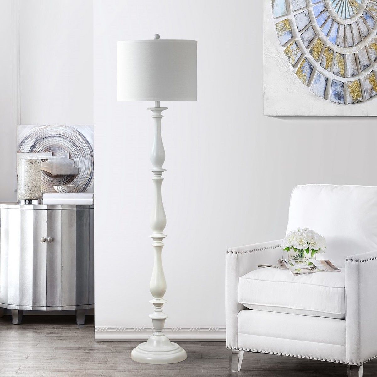  Safavieh Bessie Candlestick Floor Lamp - White - Bonton