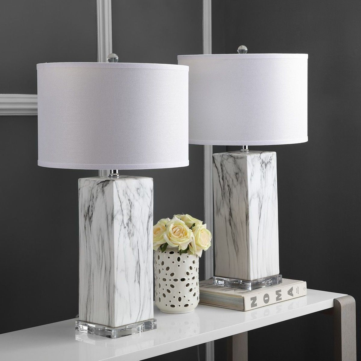  Safavieh Olympia Marble Table Lamp Set of 2 - White - Bonton