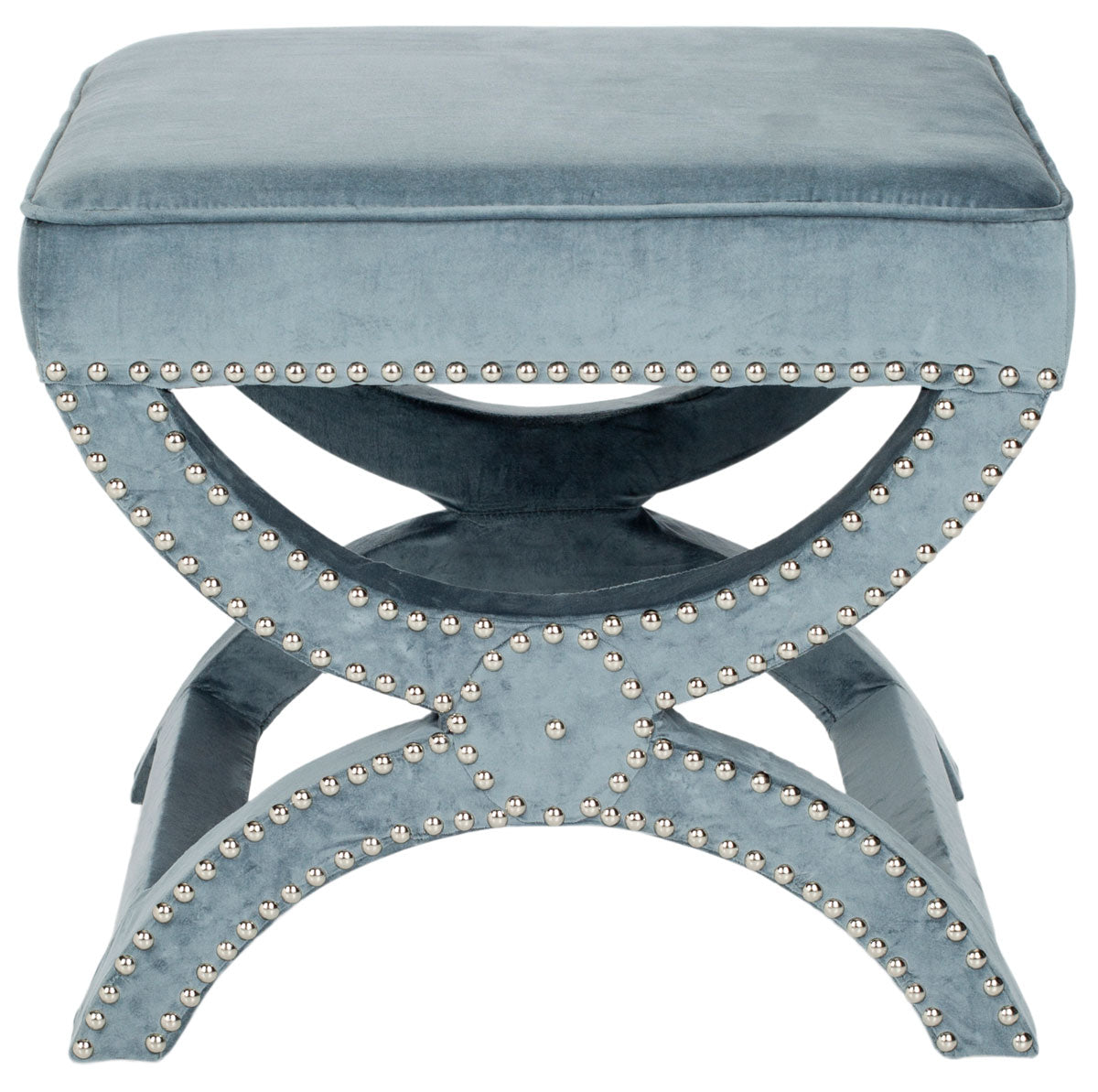  Safavieh Mystic Ottoman with Silver Nail Heads - Grey - Bonton