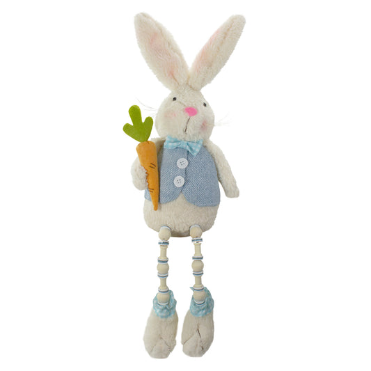 Boy Bunny Rabbit with Dangling Bead Legs Figure, 22"