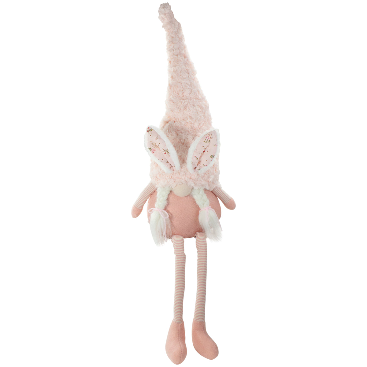 Sitting Easter Gnome with Bunny Ears & Dangling Legs, 32"