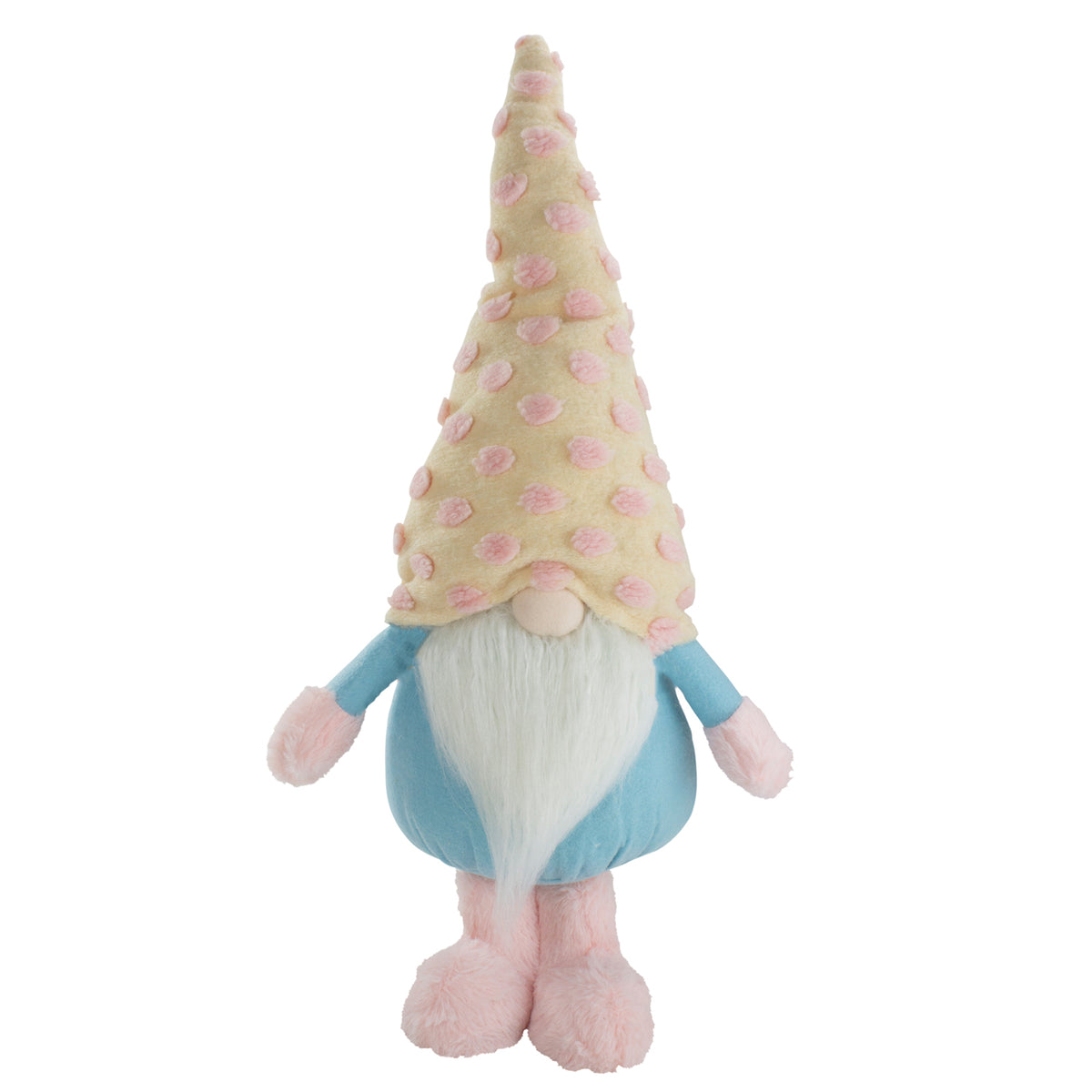 Standing Spring Plush Gnome with a Polka Dot Hat, 22"