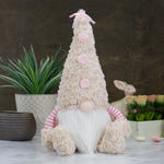 Pink Striped Sitting Plush Gnome Tabletop Figure with Legs, 18"