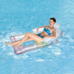 62" Clear Inflatable Swimming Pool Float Lounger with Backrest
