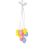 Pastel Floral Striped Easter Egg Cluster Hanging Decoration, 15"