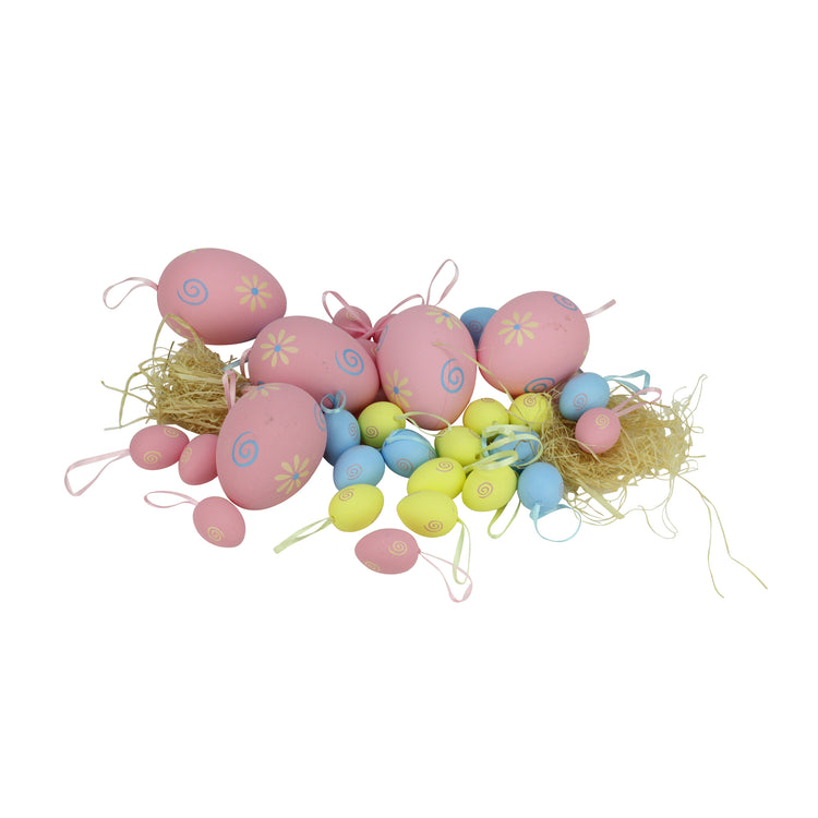 Pastel Pink & Yellow Easter Egg Ornaments Pack of 29