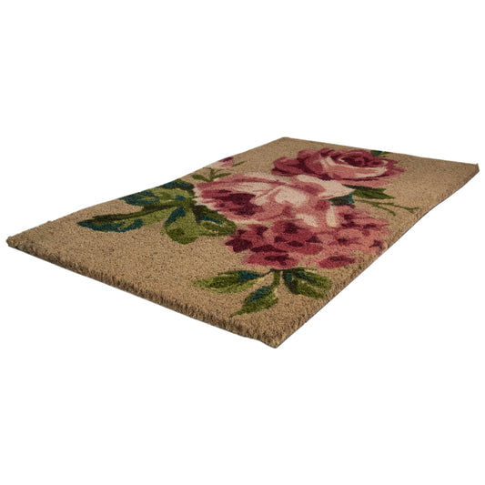 Natural Coir Pink & Green Floral Spring Doormat