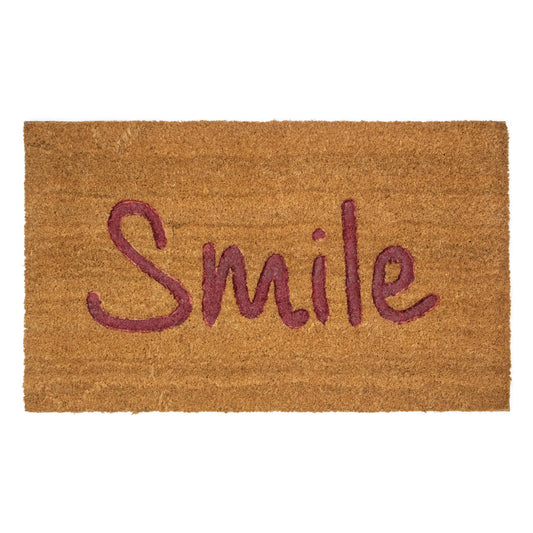 Natural Coir "Smile" Outdoor Rectangular Doormat 18" x 30"