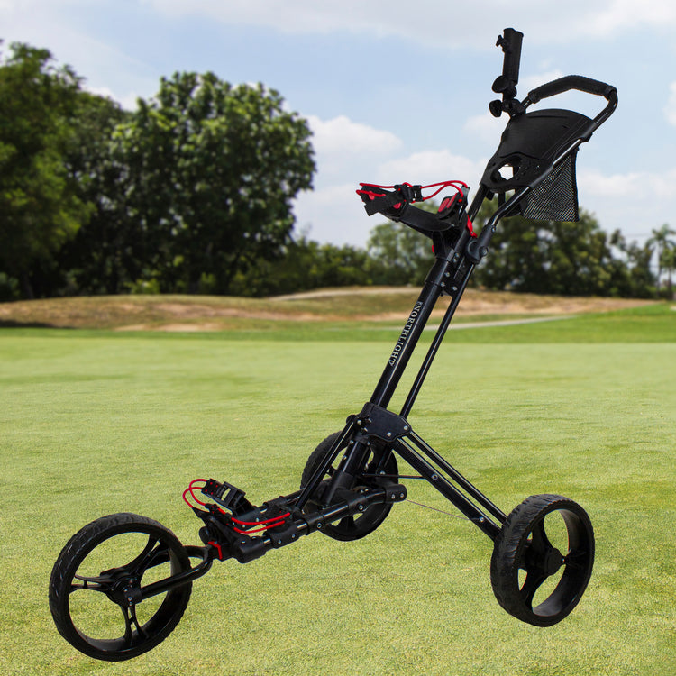 48" Black Easy Folding 3 Wheel Golf Bag Push Cart