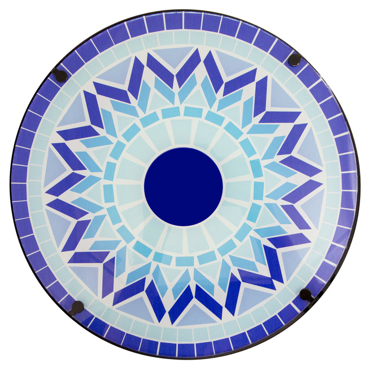 19" Blue Sun Mosaic Glass Patio Side Table