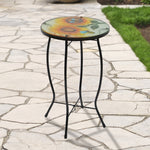 19" Sunflower and Bumblebee Glass Patio Side Table