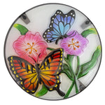 19" Floral and Butterfly Glass Patio Side Table