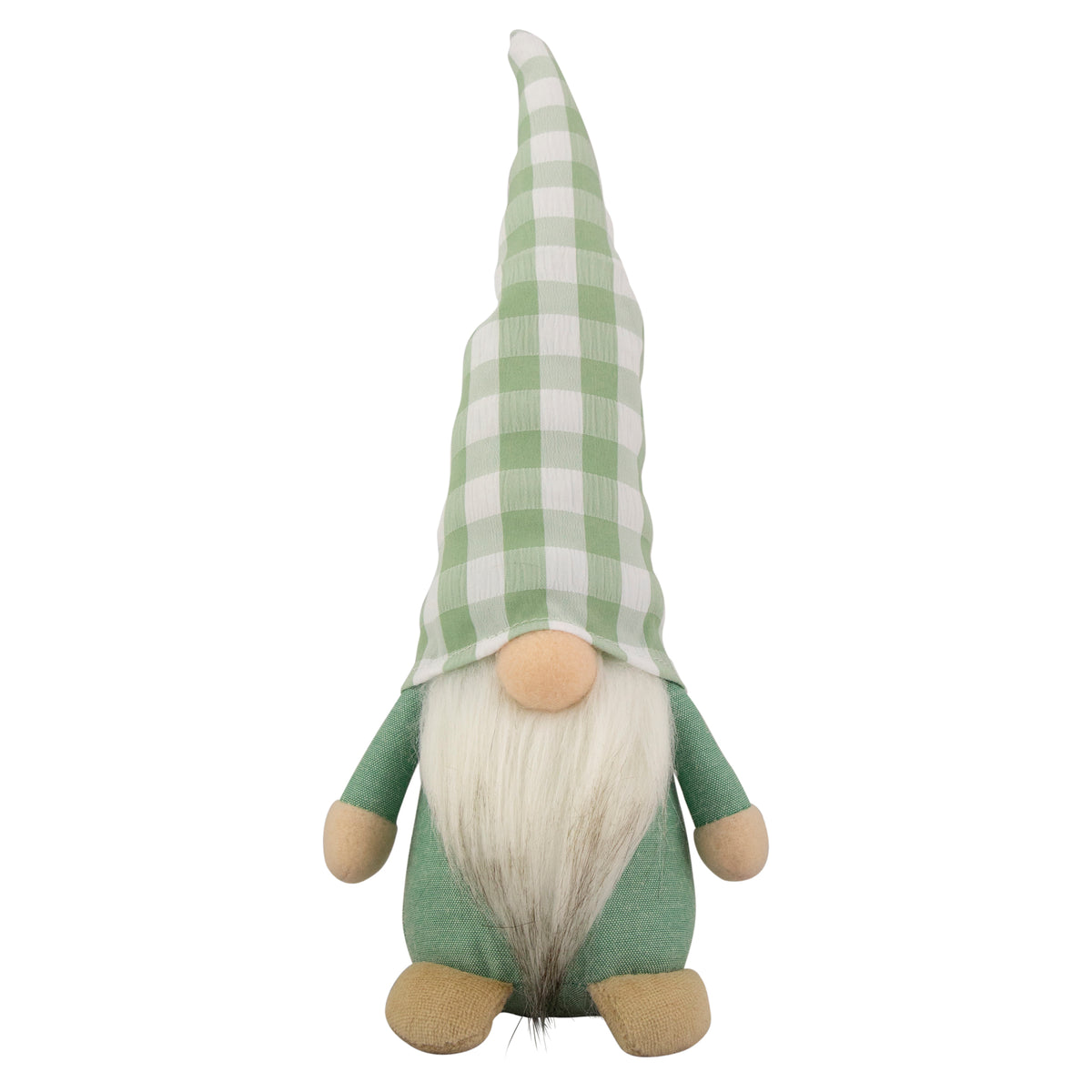 Spring Gnome with Green Plaid Hat, 12.25"