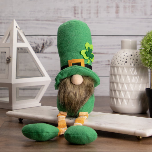 St. Patrick's Day Leprechaun Gnome with Dangly Legs, 17"