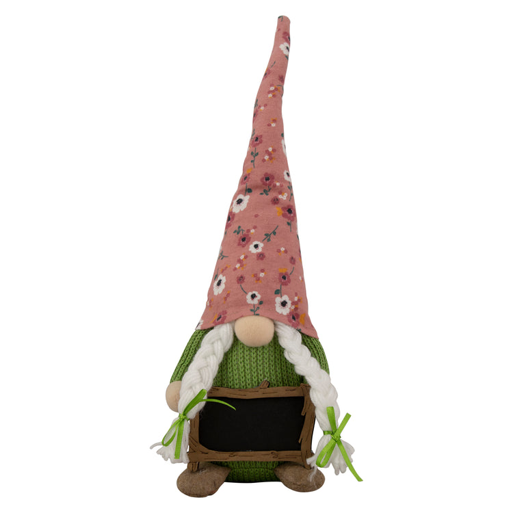 Pink Floral Gnome with Message Board, 16