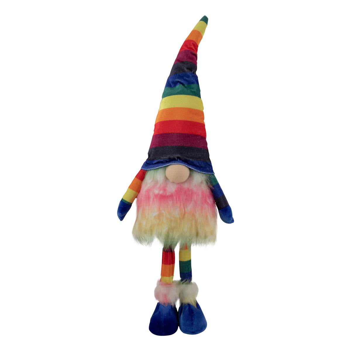Bright Rainbow Striped Springtime Gnome, 20.5"