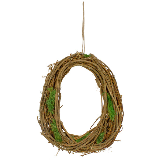 Grapevine Twig & Moss Egg-Shaped Faux Wreath, 11"
