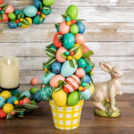 Colorful Easter Egg Tree in Yellow Gingham Pot 17"