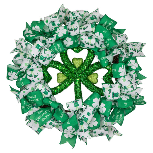 Shamrocks & Ribbons St. Patrick's Day Wreath 24"