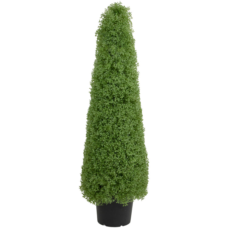 4' Artificial Boxwood Cone Topiary Tree with Round Pot Unlit