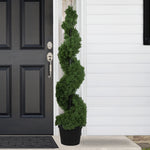 5' Artificial Cedar Spiral Topiary Tree in Black Pot Unlit