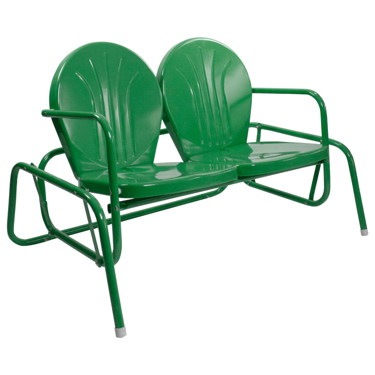 Outdoor Retro Metal Tulip Double Glider Patio Chair 2-Person