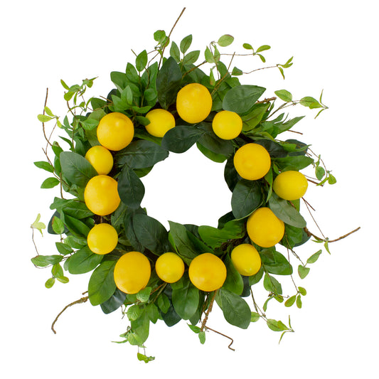 Lemons & Assorted Foliage Spring Wreath, 20"
