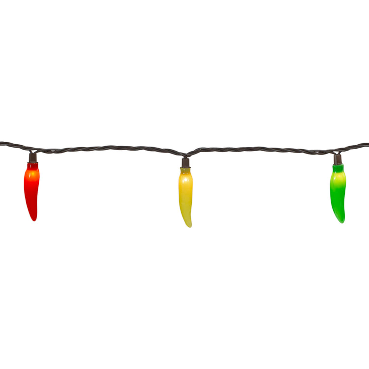 35-Count Vibrantly Colored Chili Pepper String Light Set 22.5' Brown Wire