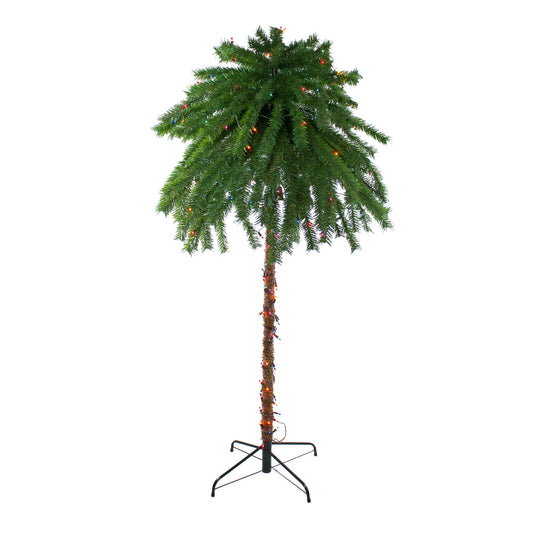 6' Pre-Lit Artificial Tropical Outdoor Patio Palm Tree - Multicolor Lights