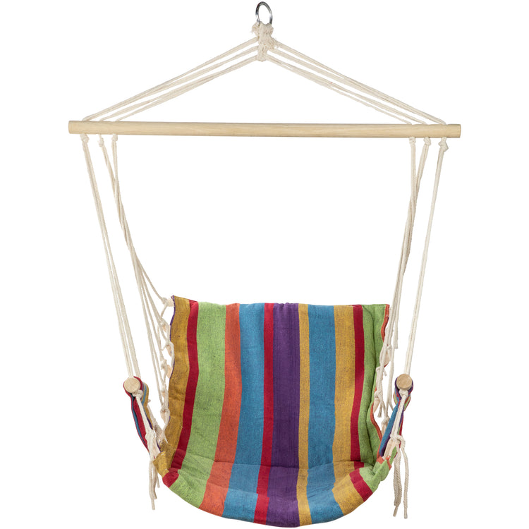 37" Multi-Color Stripe Outdoor Patio Hammock Chair with Armrests