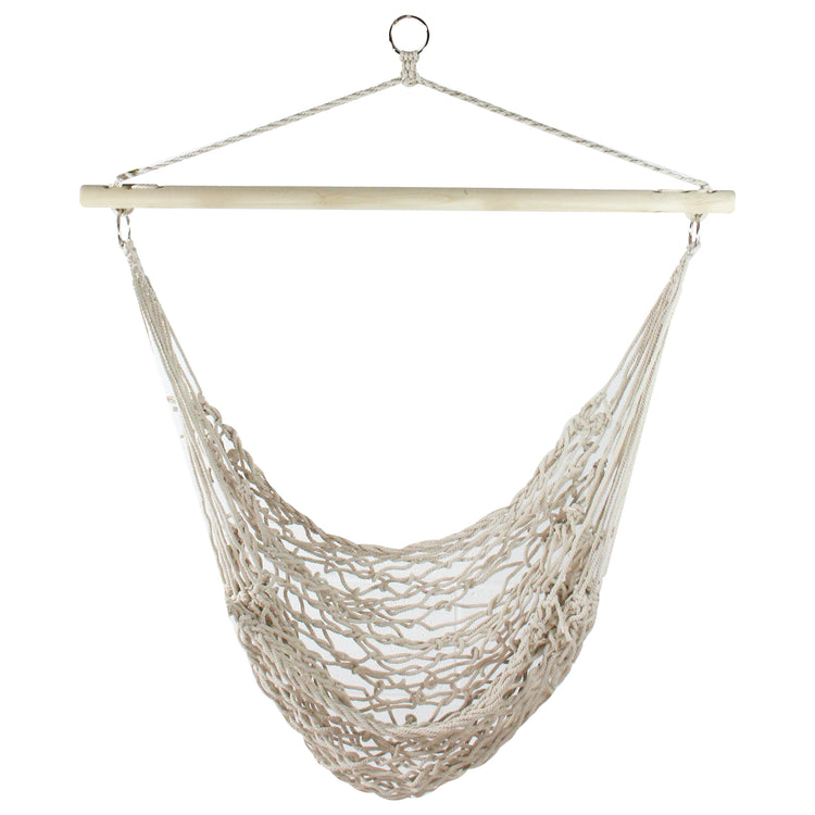 44" x 39" Natural Cotton Macrame Hammock Chair with Wooden Bar