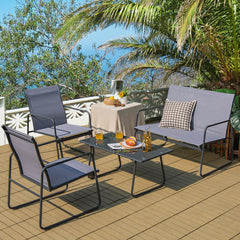 4 Piece Metal Furniture Set with Conversation Table