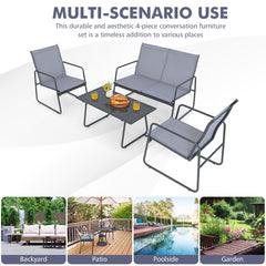 4 Piece Metal Furniture Set with Conversation Table