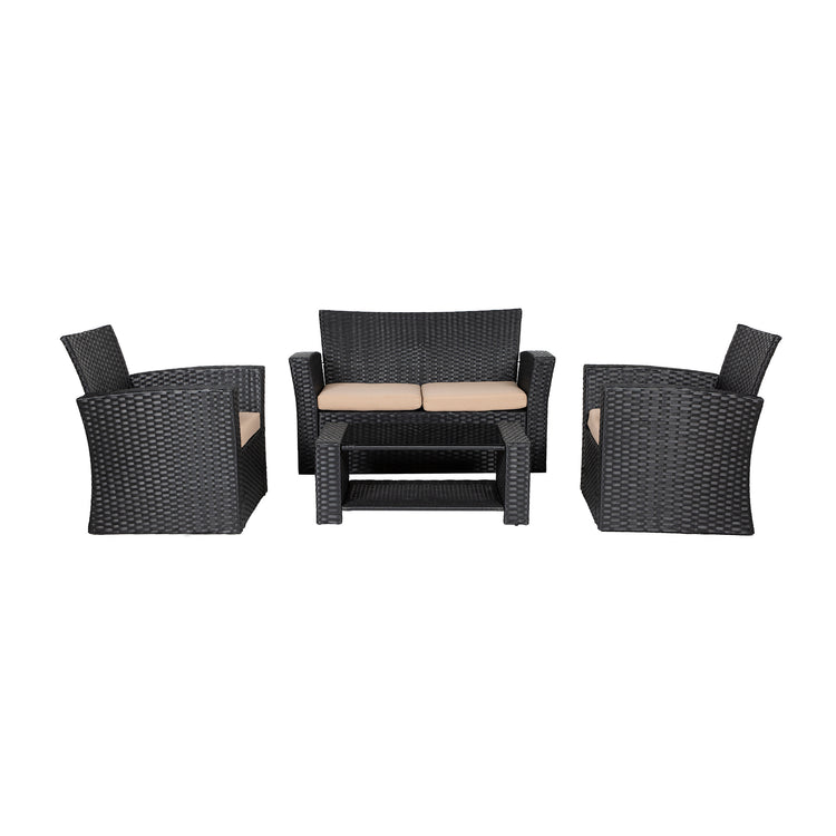 4-Piece Outdoor Patio Conversation Sofa Set with Cushions