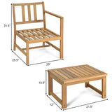 3 in 1 Patio Table Chairs Set Solid Wood Set