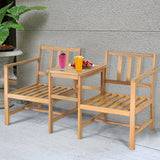 3 in 1 Patio Table Chairs Set Solid Wood Set