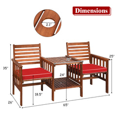 Acacia Wood Loveseat Conversation Set