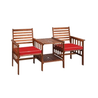  Acacia Wood Loveseat Conversation Set - White - Bonton