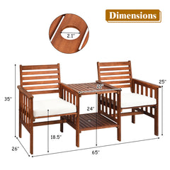 Acacia Wood Loveseat Conversation Set