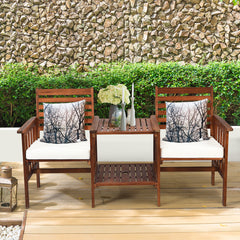 Acacia Wood Loveseat Conversation Set