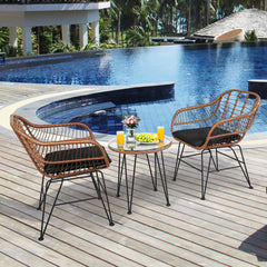 3 Piece Rattan Bistro Set