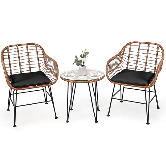 3 Piece Rattan Bistro Set