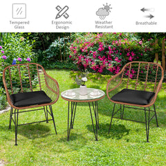 3 Piece Rattan Bistro Set