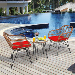 3 Piece Rattan Bistro Set