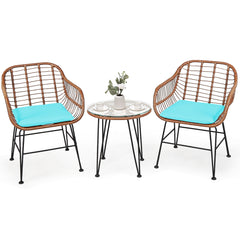 3 Piece Rattan Bistro Set